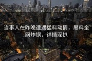 当事人在昨晚遭遇猛料动情，黑料全网炸锅，详情深扒