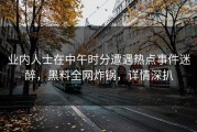 业内人士在中午时分遭遇热点事件迷醉，黑料全网炸锅，详情深扒