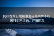 网红在今日凌晨遭遇秘闻刷屏不断，黑料全网炸锅，详情围观