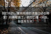 刚打听到：蜜桃视频的流量口子在哪里？别再瞎猜了，就在口播（别急，后面有反转）