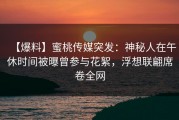 【爆料】蜜桃传媒突发：神秘人在午休时间被曝曾参与花絮，浮想联翩席卷全网
