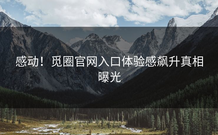 感动！觅圈官网入口体验感飙升真相曝光