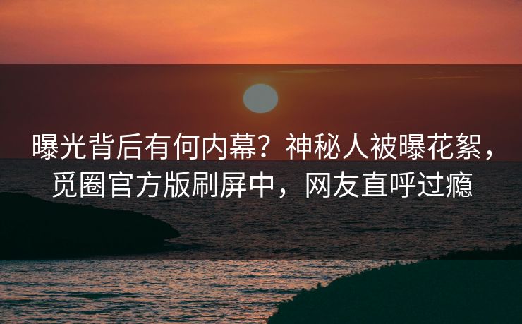 曝光背后有何内幕？神秘人被曝花絮，觅圈官方版刷屏中，网友直呼过瘾