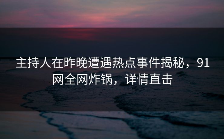 主持人在昨晚遭遇热点事件揭秘，91网全网炸锅，详情直击