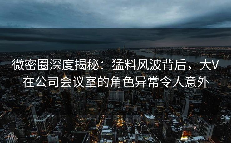 微密圈深度揭秘：猛料风波背后，大V在公司会议室的角色异常令人意外