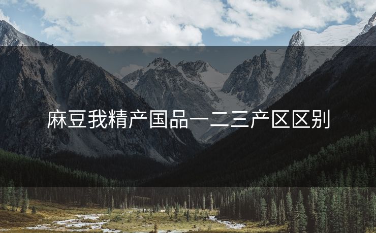 麻豆我精产国品一二三产区区别