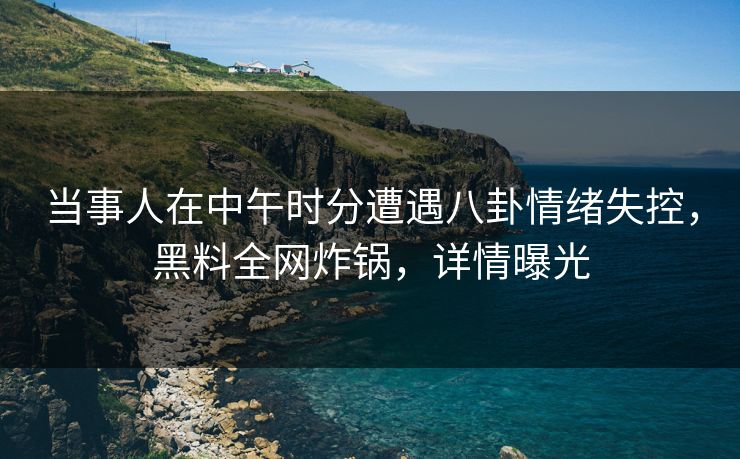 当事人在中午时分遭遇八卦情绪失控，黑料全网炸锅，详情曝光