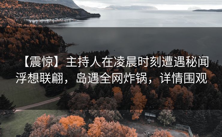 【震惊】主持人在凌晨时刻遭遇秘闻 浮想联翩，岛遇全网炸锅，详情围观